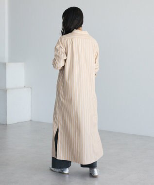 CRAFT STANDARD BOUTIQUE ストライプシャツワンピース Stripe Beige