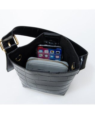 UNBILLION カシュカシュ cachechche / クロコ型押し2wayミニショルダー ブラック