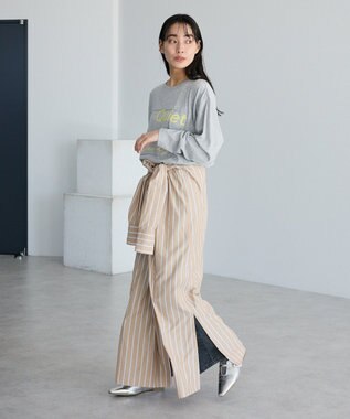 CRAFT STANDARD BOUTIQUE ストライプシャツワンピース Stripe Beige