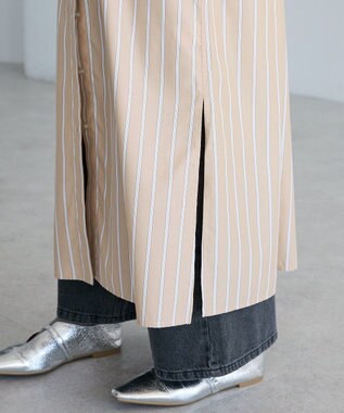 CRAFT STANDARD BOUTIQUE ストライプシャツワンピース Stripe Beige