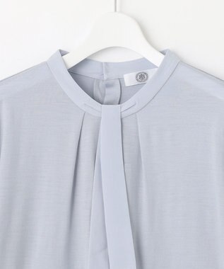 J.PRESS LADIES ウォッシャブルウールジャージー ボウタイ カットソー サックスブルー系