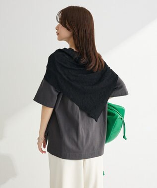 Green Parks ＳＥＴ２点フォトＴシャツ＋レーススカーフ Charcoal Gray