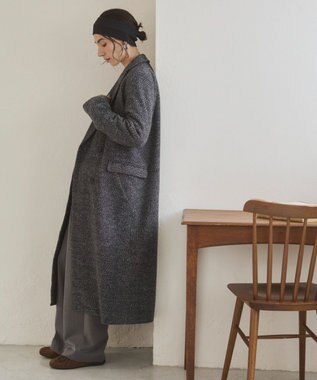 WEGO 【ANGIE VINTAGE】ツイードダブルロングコート ブラック