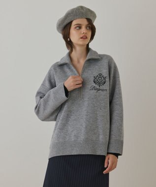GRACE CONTINENTAL ハーフジップニットトップ グレー
