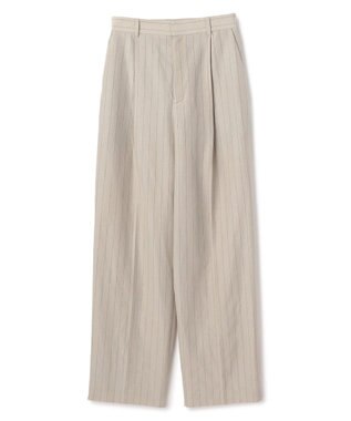 BEIGE， ERYTH / リネンストライプ タックワイドパンツ Flax × Bordeaux