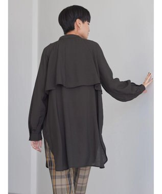 AMERICAN HOLIC バンドカラーフリルシャツチュニック Black