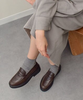 INTER-CHAUSSURES 【FABIO RUSCONI】ラウンドトウ厚底ローファー ブラウン