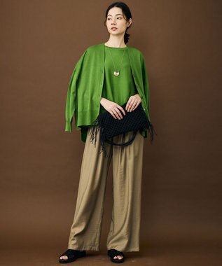 自由区 ドライシアーファインゲージプルオーバー ニット グリーン