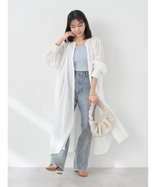 earth music&ecology コットンボイルギャザーワンピース Off White