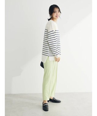 Green Parks ラメ入りボーダーニットプルオーバー Off White