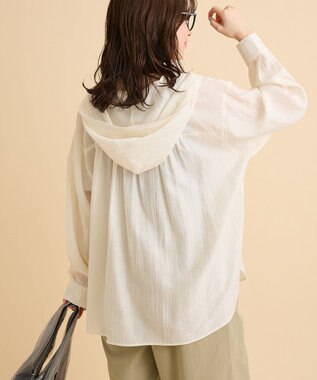 Green Parks シアーフードシャツ Ivory