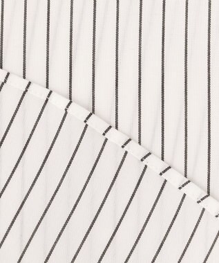 ICB L 【洗える】 リヨセルローン ペプラムブラウス オフホワイト×ブラック系