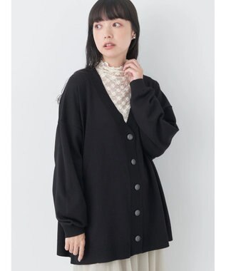 earth music&ecology サイドスリットルーズＶネックカーディガン Black