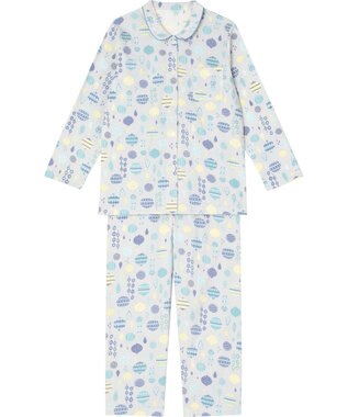 Wing パジャマ 長袖 長ズボン 綿100％ スムース素材 すっきりとしたシルエット 伸縮性のある生地 シャツタイプ レディース EP5061 ウイング／ワコール グレー