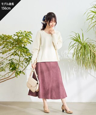 Tiaclasse L 【洗える】大人上品なコーデュロイフレアスカート ピンク