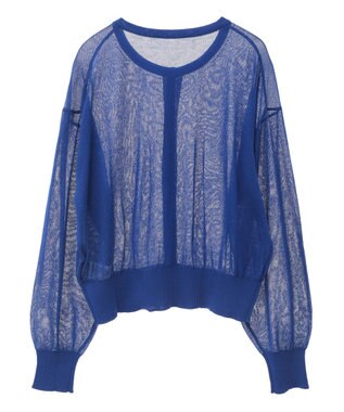 earth music&ecology 【予約】接触冷感シアークルーニットカーディガン ブルー