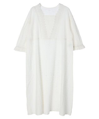 Green Parks Ｉ　胸元レース７分袖ワンピース Off White