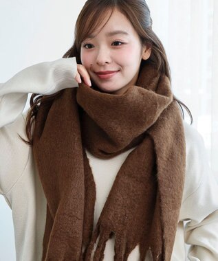 WEGO 【マフラー/ユニセックス着用】ワイドフリンジストール ブラウン