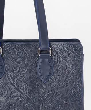 GRACE CONTINENTAL Leather Tote Bag ネイビー