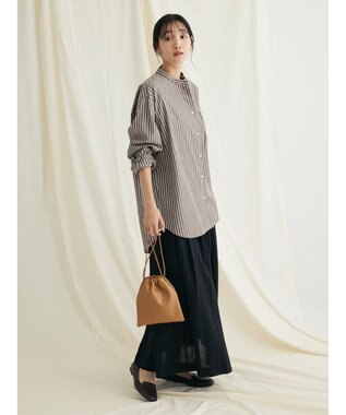 CRAFT STANDARD BOUTIQUE バンドカラーシャツ Stripe Brown