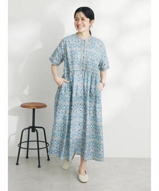 CRAFT STANDARD BOUTIQUE インド綿アラベスク柄ワンピース Blue