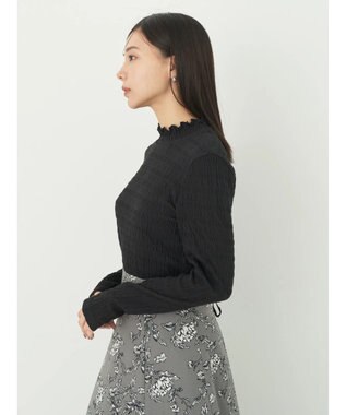 earth music&ecology シャーリングハイネックプルオーバー Black