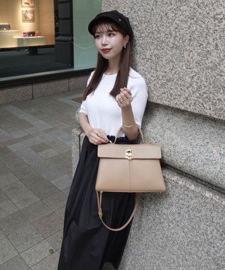 Green Parks ランタン型ニットドッキングタフタワンピース Off White