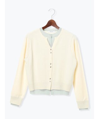 Te chichi 配色レイヤードカーディガン クリーム