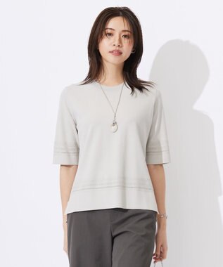 J.PRESS LADIES L 【洗える】レーヨンエリートストレッチ 編み柄 ニット グレージュ系