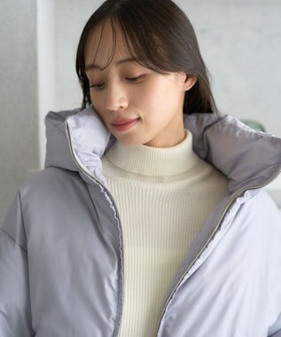 earth music&ecology 2wayパファー ショートブルゾン ブルーグレー