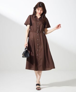 ANY SIS S 【接触冷感・UVカット・速乾】スムージーポリエステル シャツワンピース 【WEB限定】ブラウン
