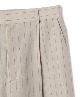 BEIGE， ERYTH / リネンストライプ タックワイドパンツ Flax × Bordeaux