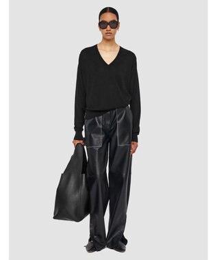 JOSEPH 【洗える】スーパーファインコットンシルク　Vネックニット Black