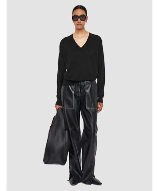 JOSEPH 【洗える】スーパーファインコットンシルク　Vネックニット Black