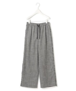 ICB 【洗える】 ライトスラブツイード ワイドパンツ ブラック×オフホワイト系