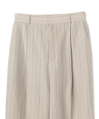 BEIGE， ERYTH / リネンストライプ タックワイドパンツ Flax × Bordeaux