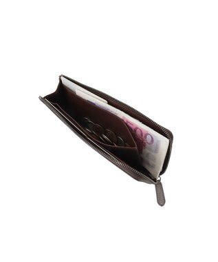genten プレッソ L字ファスナー長財布 ダークブラウン