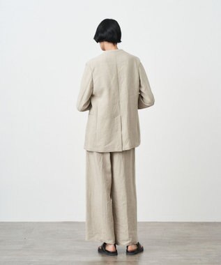ATON LINEN OXFORD | ノーカラージャケット BEIGE