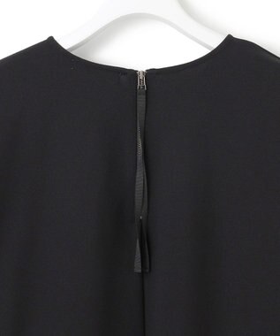 ICB L 【洗える】ジョーゼットジャージー 異素材コンビプルオーバー ブラック系