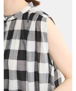 Green Parks インド綿 ギンガムチェックノースリーブワンピース Gingham Check