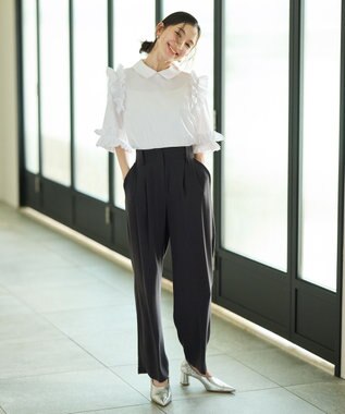 #Newans ロマンティックフリルディテールシャツ ホワイト