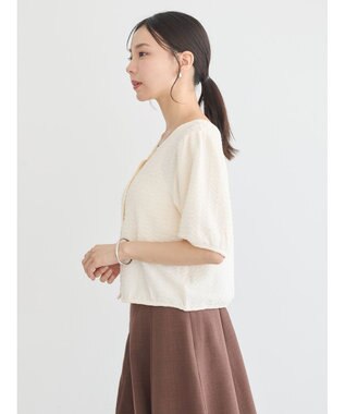 earth music&ecology 前後２ｗａｙパフスリーブカーディガン Ivory