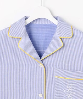 自由区 【WEB限定】オーガニックコットンパジャマ ブルーストライプ×イエロー