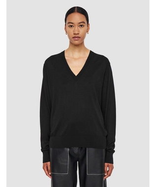  【洗える】スーパーファインコットンシルク　Vネックニット
