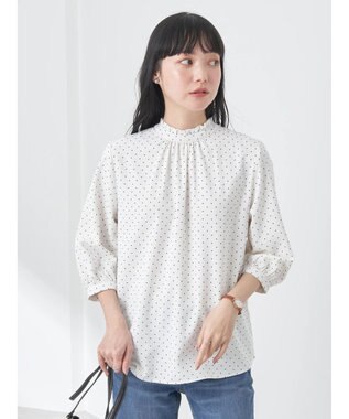 earth music&ecology ２ｗａｙフリル７分袖ブラウス Dot