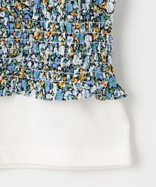 ANY KIDS キャミソール ドッキング Ｔシャツ ホワイト×ネイビー花柄