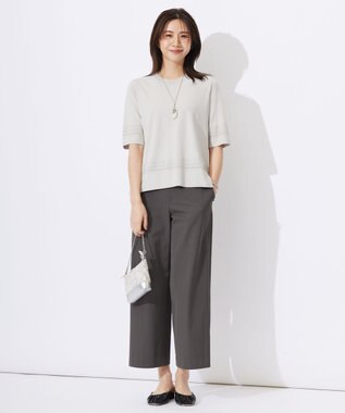 J.PRESS LADIES L 【洗える】レーヨンエリートストレッチ 編み柄 ニット グレージュ系
