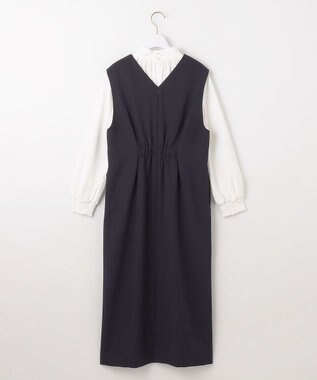 ANY SIS L 【優木まおみさんコラボ】秒映えセレモニー ブラウス × ジャンパースカート オフ×ネイビー