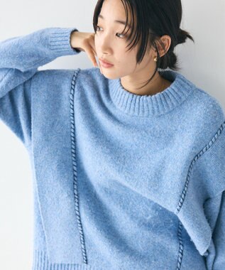 CRAFT STANDARD BOUTIQUE 洗える/ハンドステッチデザインニットプルオーバー
