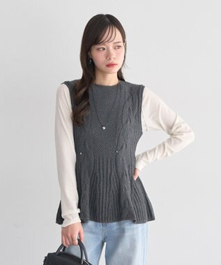 earth music&ecology フレアニットベスト Dark Gray